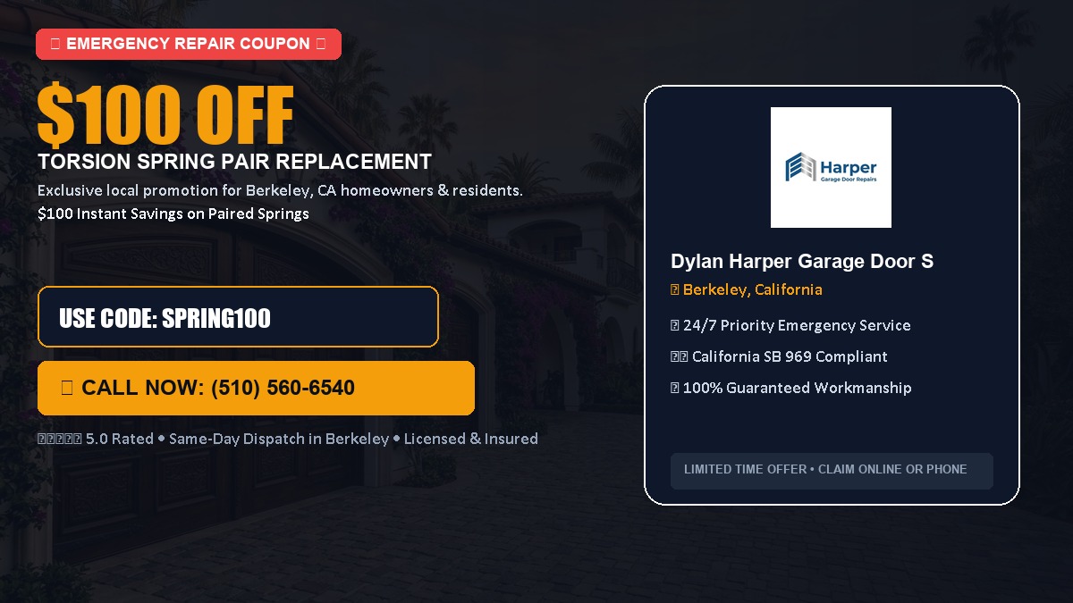 $100 OFF Heavy-Duty Torsion Spring Pair Replacement in Berkeley, CA