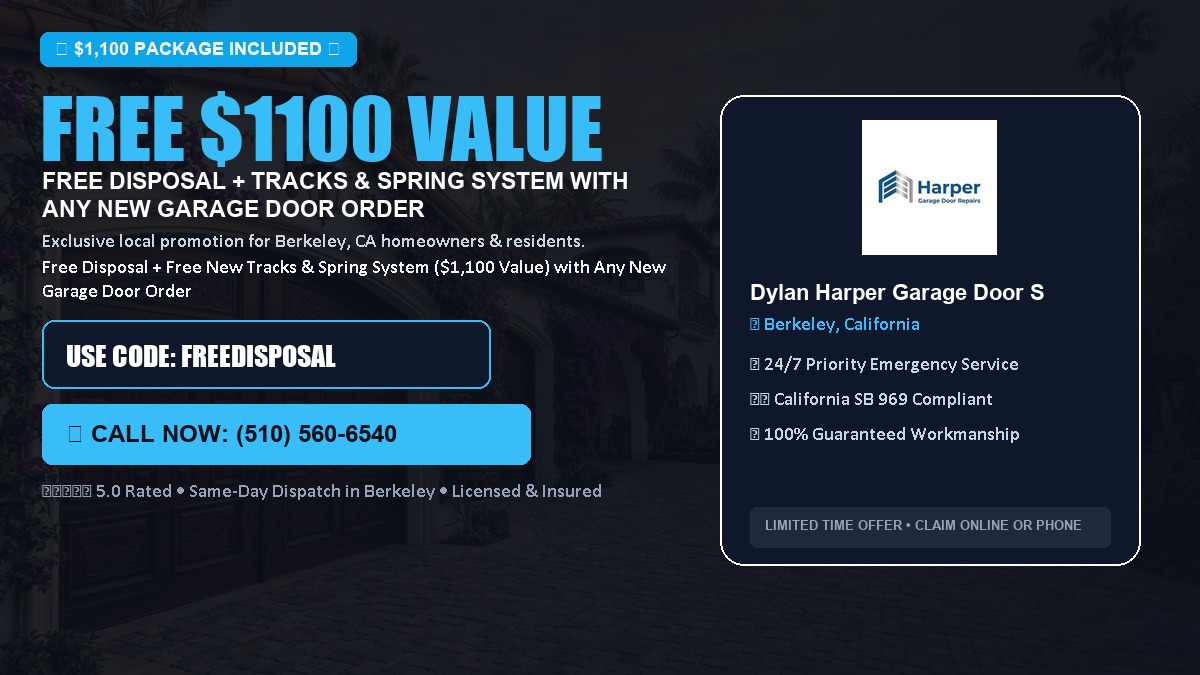 Free Disposal + Free New Tracks & Spring System with Any New Garage Door Order ($1100 Value) in Berkeley, CA